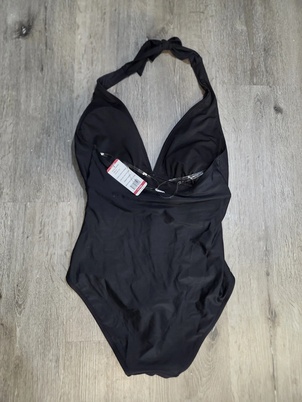 NWT DKNY Halter V-Neck Tummy Control One-Piece Swimsuit Size XL - Picture 4 of 6